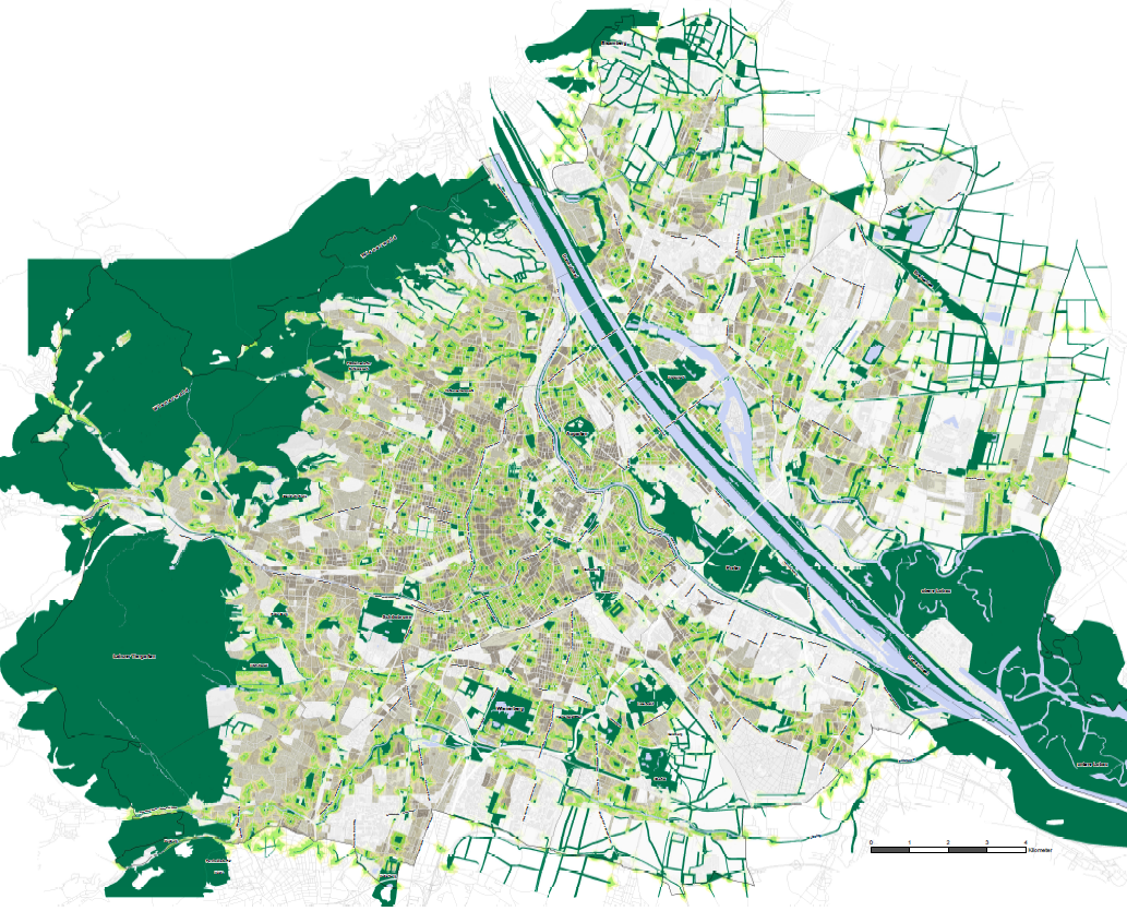 Zöld területek elérhetősége Bécsben(Gundula Prokop előadásából)